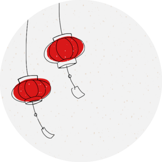 Chinese Lantern Drawing Sticker