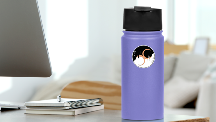 Chinese New Year Yin Yang Rats Sticker on a Water Bottle (New) example