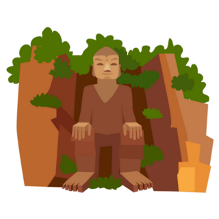 Chinese Stone Buddha Icon Sticker