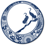 Chinese Traditional Blue And White Porcelain Cranes Sticker