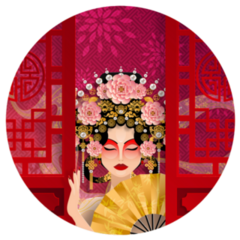 Chinese Woman In Traditional Clothes Circle Sticker