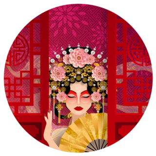 Chinese Woman In Traditional Clothes Circle Sticker