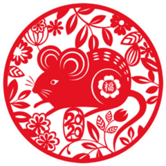 Chinese Zodiac Rat Sign Round Sticker