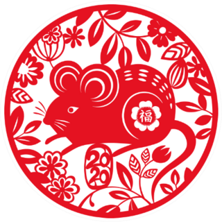 Chinese Zodiac Rat Sign Round Sticker