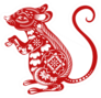 Chinese Zodiac Sign Year Of Rat Red Paper Sticker