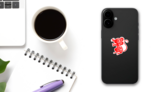 Chinese Zodiac Sign Year Of Rat Sticker on a Phone (New) example