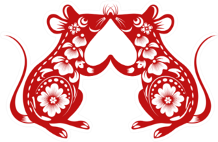 Chinese Zodiac Sign Year Of Rat Two Rats Kissing Sticker