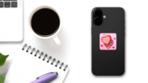 Chocolate Heart Box Sticker on a Phone (New) example