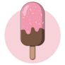 Chocolate Ice Cream With Strawberry Sticker