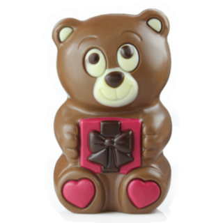 Chocolate Teddy Bear Holding A Present Sticker