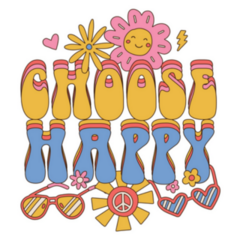 Choose Happy Groovy 70s Hippie Lettering Sticker