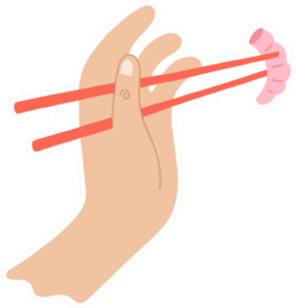 Chopsticks In Hand With Sashimi Shrimp Sticker