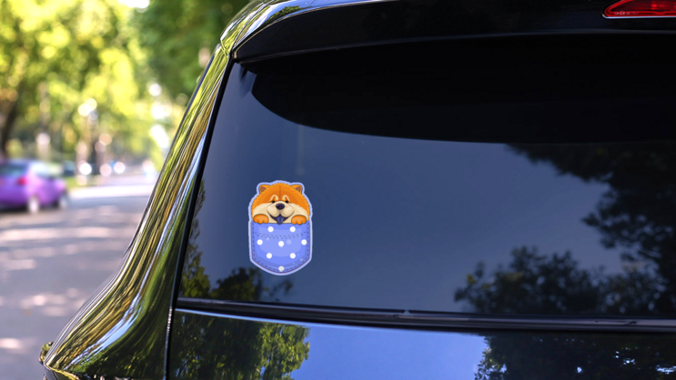Chow Chow In Pocket Sticker on a Rear Car Window (New) example