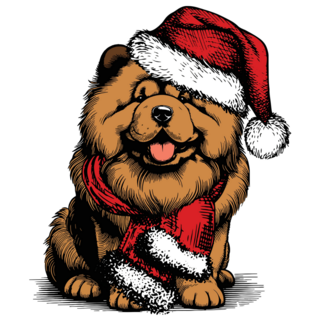 Chow Santa Scarf Sticker