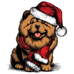 Chow Santa Scarf Sticker