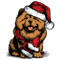 Chow Santa Scarf Sticker
