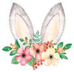 Christ Is Risen Watercolor Rabbit Ears Illustration Sticker