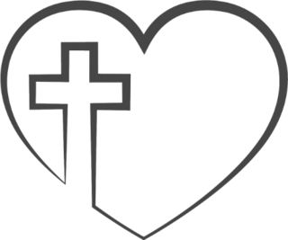 Christian Cross in Heart Sticker