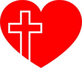 Christian Cross In Heart Transfer Sticker