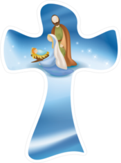 Christian Cross With Nativity Scene Sticker