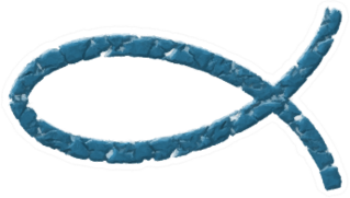 Christian Fish Icon (ichthus) In Blue Sticker