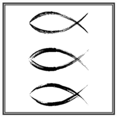 Christian Fish Symbol In Brush Stroke Sticker