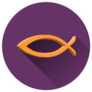 Christian Fish Symbol In Purple Circle Sticker