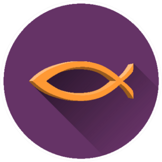 Christian Fish Symbol In Purple Circle Sticker