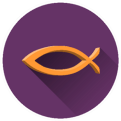 Christian Fish Symbol In Purple Circle Sticker