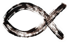 Christian Religion Ichthus Fish Brush Stroke Sticker