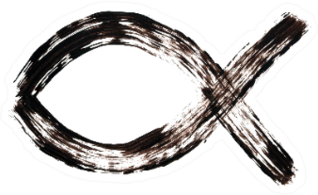 Christian Religion Ichthus Fish Brush Stroke Sticker