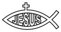 Christian Symbol Ichthys Fish, Jesus Lettering Cross Sticker
