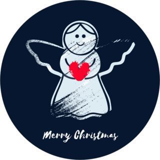 Christmas Angel Holding Heart Sticker