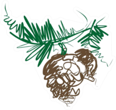 Christmas Background Pine Tree With Pine Cone Sticker