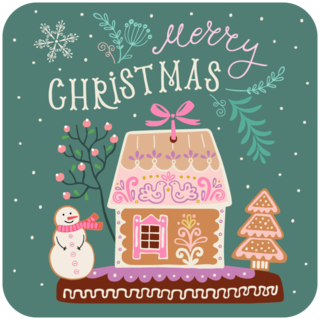 Christmas Banner With Gingerbread House Snowman And Tree Sticker