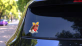 Christmas Beagle Pup Sticker on a Rear Car Window (New) example