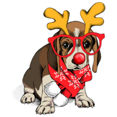 Christmas Beagle Pup Sticker