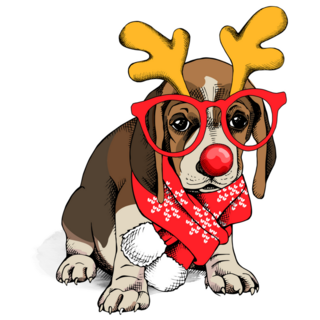 Christmas Beagle Pup Sticker