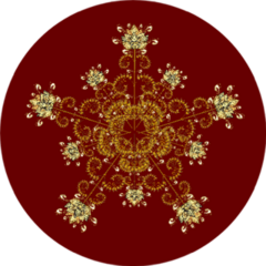 Christmas Card With Golden Snowflake On Deep Red Sticker