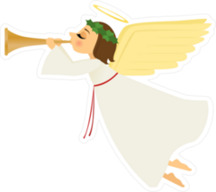 Christmas Cartoon Angel With Horn