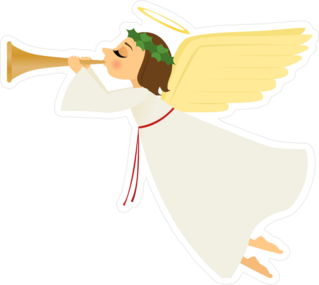 Christmas Cartoon Angel With Horn