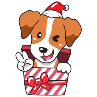 Christmas Cartoon Terrier Sticker