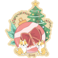 Christmas Corgi Dogs Sticker