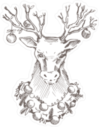 Christmas Deer Head Sketch Sticker
