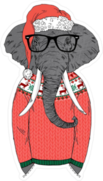 Christmas Elephant Sticker
