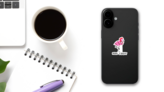 Christmas Flamingo Merry & Bright Sticker on a Phone (New) example