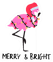 Christmas Flamingo Merry & Bright Sticker