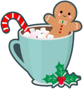Christmas Funny Gingerbread Man In Cup Of Cocoa Sticker