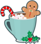 Christmas Funny Gingerbread Man In Cup Of Cocoa Sticker