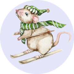 Christmas Mice Skiing Sticker
